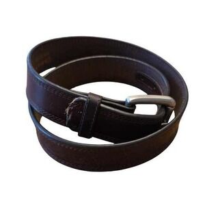 Ariat Mens Genuine Leather Belt 34 Dark Brown Silver Buckle Work Casual Damage